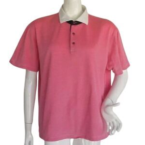 ROBERT GRAHAM Polo Shirt, XL, Sharkskin Rose Pink, SS, White spread collar